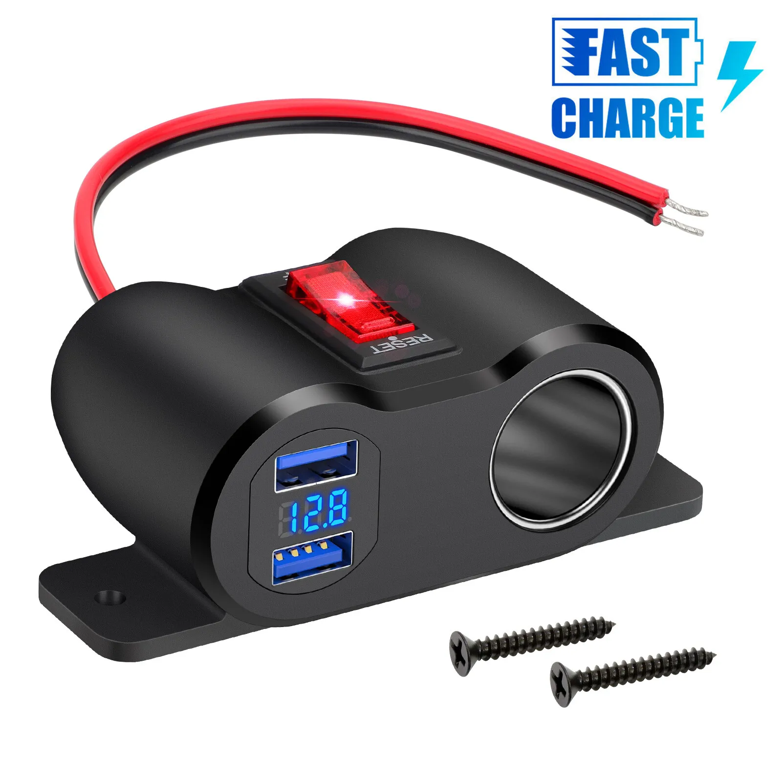12-24V Dual USB QC3.0 Car Charger Power Outlet Cigarette Lighter Socket Splitter
12-24V Dual USB QC3.0 Car Charger Power Outlet Cigarette Lighter Socket Splitter