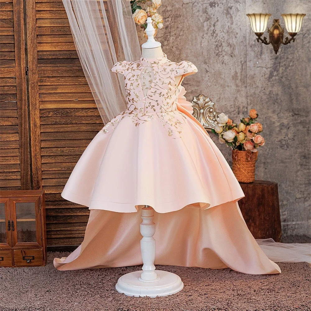 High Low Hem Kids Evening Dress Peach Pink 3D Floral Applique Train Cap Sleeve Princess Gown Girls Pageant Formal Occasion
High Low Hem Kids Evening Dress Peach Pink 3D Floral Applique Train Cap Sleeve Princess Gown Girls Pageant Formal Occasion