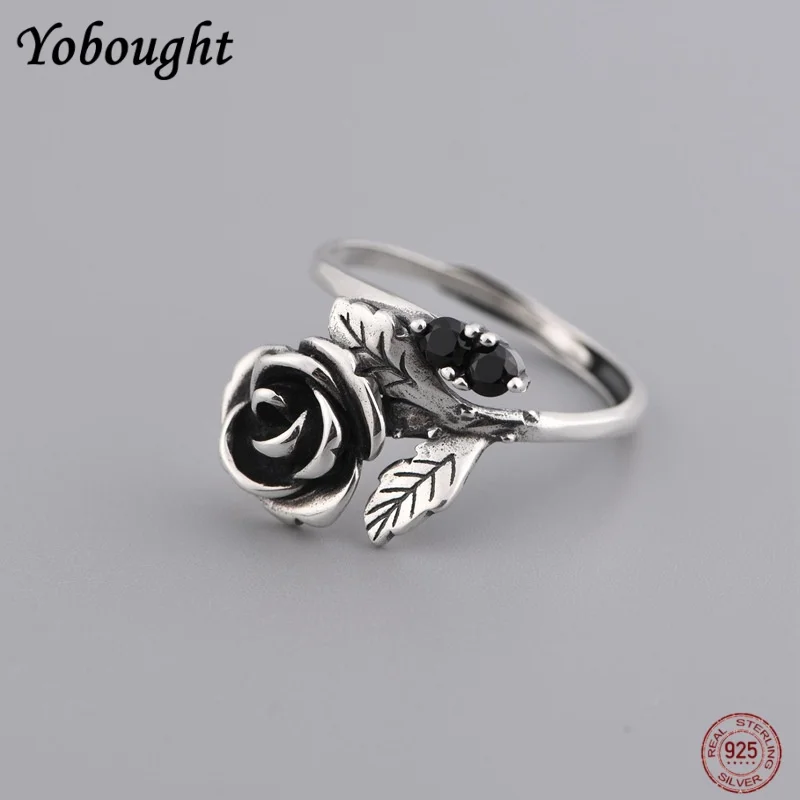 S925 Pure Silver Charm Jewelry Women's Retro Fashion Set with Black Zircon Rose Opening Silver Ring
S925 Pure Silver Charm Jewelry Women's Retro Fashion Set with Black Zircon Rose Opening Silver Ring