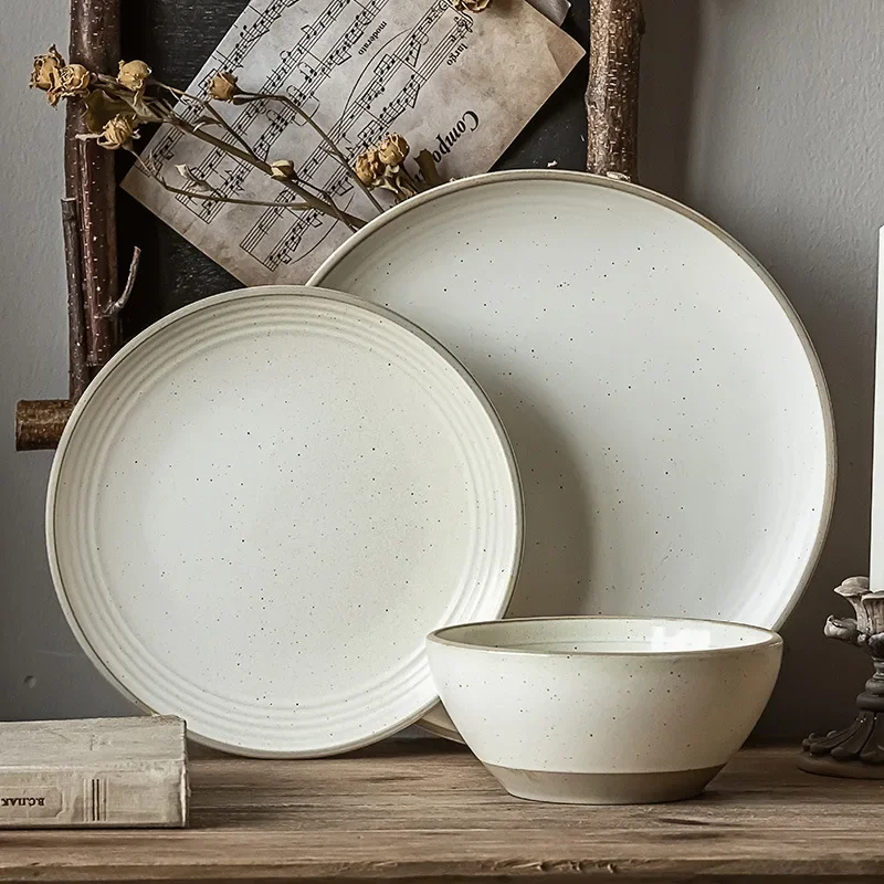 One-person Tableware Ceramic Household Salad Bowls High-value Pasta Plates Retro Steak Plates Micro-defects
One-person Tableware Ceramic Household Salad Bowls High-value Pasta Plates Retro Steak Plates Micro-defects
