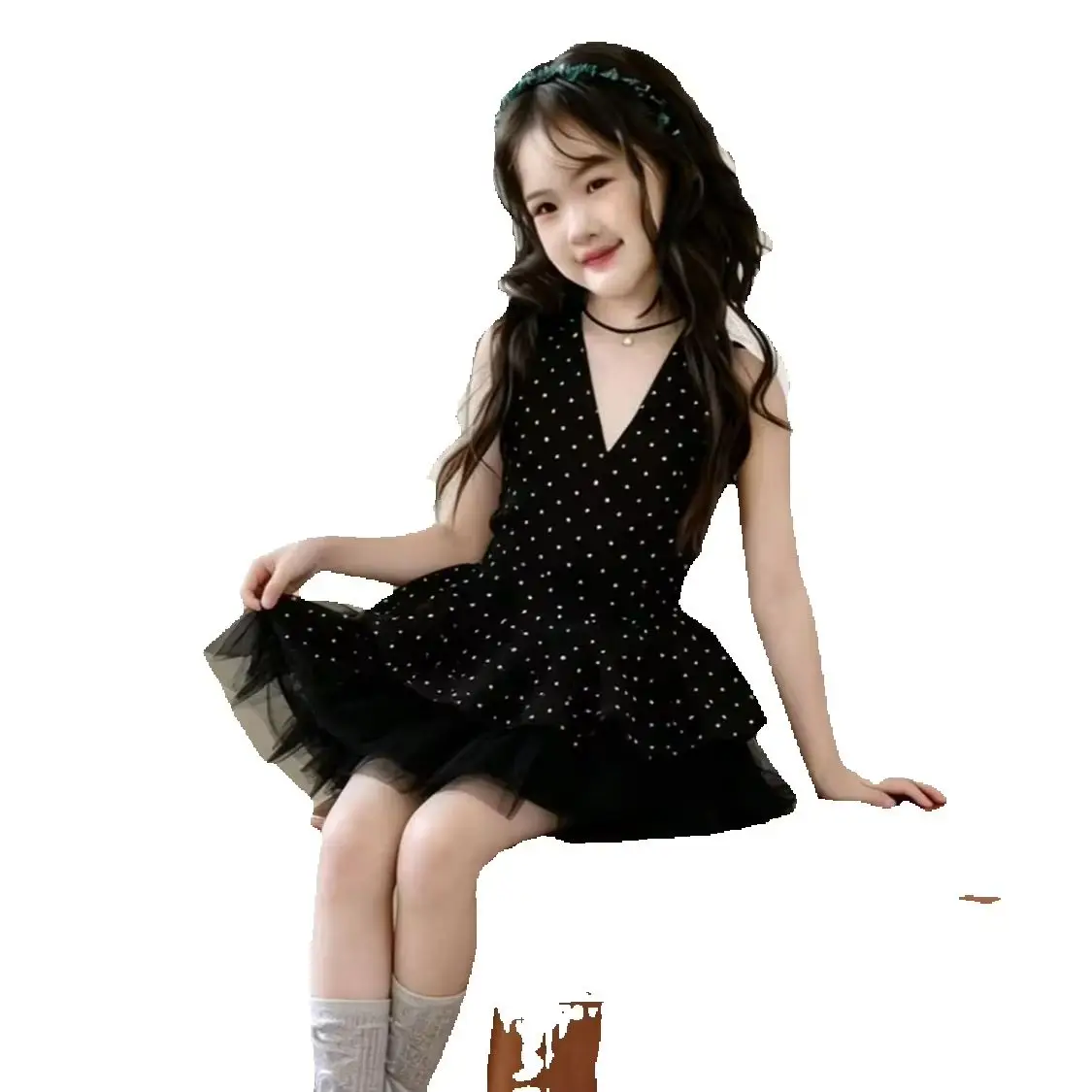 Girls Summer Clothes Set Sweet Black Dotted Sleeveless Vest and Mesh Tutu Skirt Set Children Boutique Princess Party Wear
Girls Summer Clothes Set Sweet Black Dotted Sleeveless Vest and Mesh Tutu Skirt Set Children Boutique Princess Party Wear