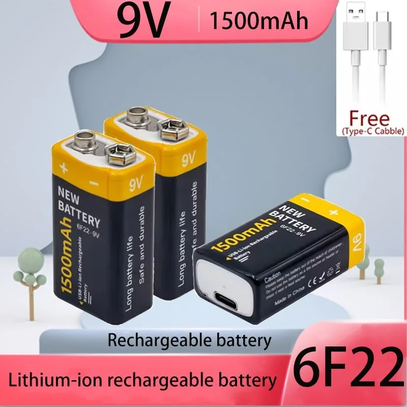 New USB 9V 6F22 1500mAh high capacity lithium-ion battery USB lithium battery remote control battery
New USB 9V 6F22 1500mAh high capacity lithium-ion battery USB lithium battery remote control battery