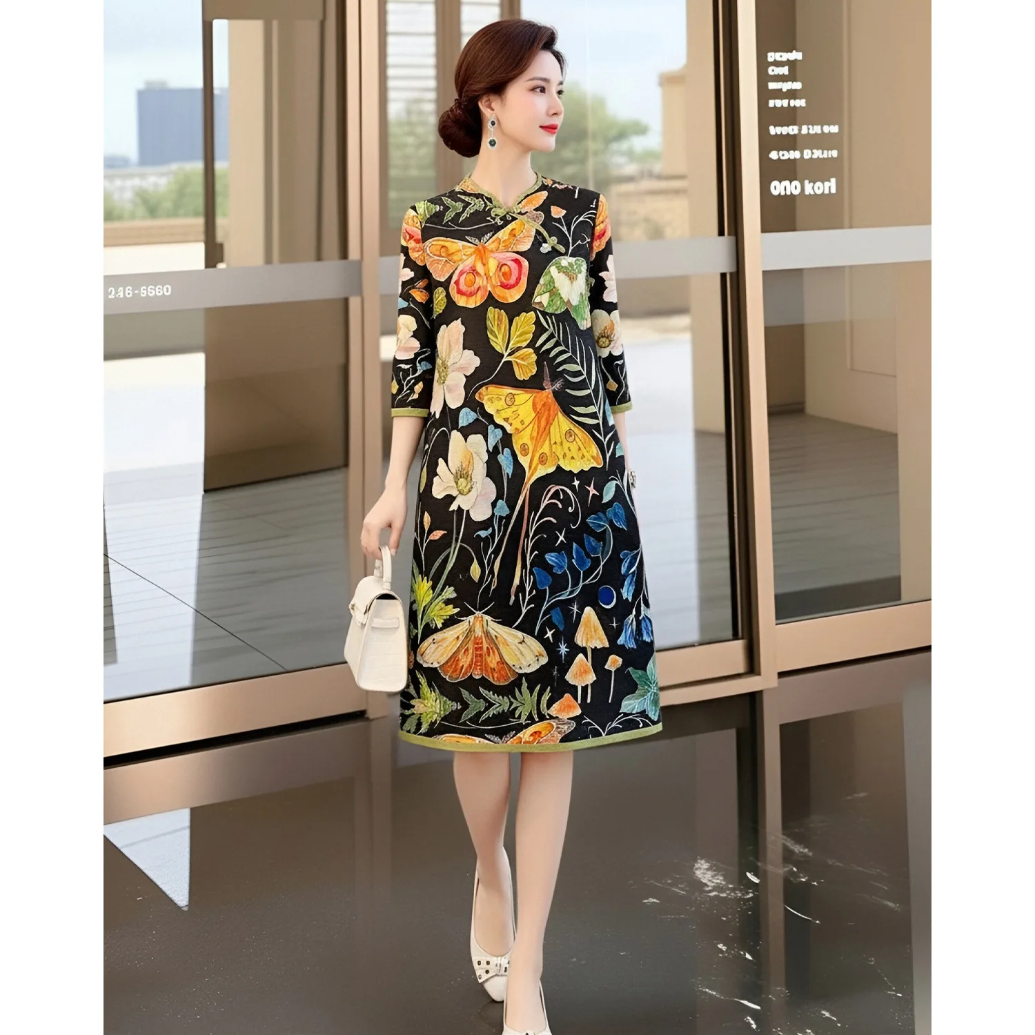 Miyake Pleated Dress Women's 2026 New Plant Flower Print Cheongsam Collar Five-quarter Sleeves Loose Elegant Mid-length Skirt
Miyake Pleated Dress Women's 2026 New Plant Flower Print Cheongsam Collar Five-quarter Sleeves Loose Elegant Mid-length Skirt