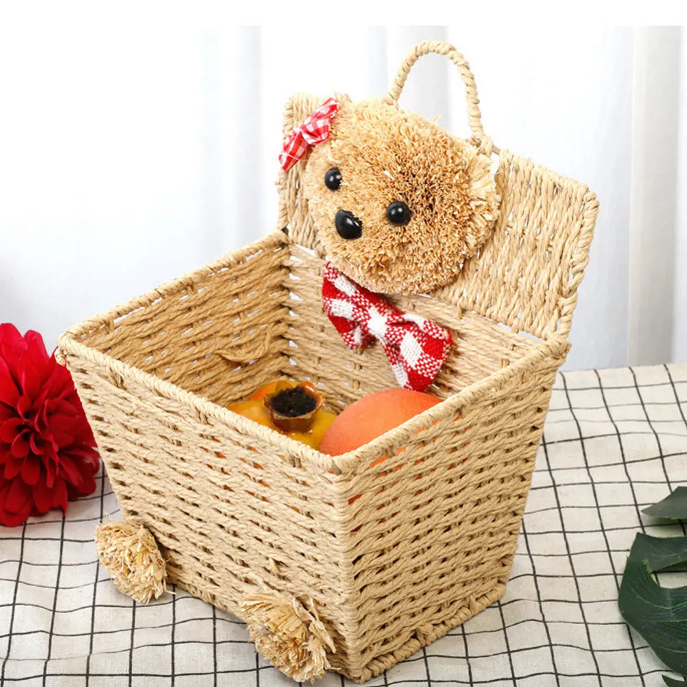Cartoon Bear Hanging Basket Storage Baskets Woven Wicker Cute for Small Desktop Bins
Cartoon Bear Hanging Basket Storage Baskets Woven Wicker Cute for Small Desktop Bins