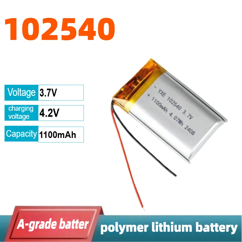3.7V 102540 Lithium Battery 1100mAh Polymer Batteries for Gps Locator Mp3/Mp4 Medical Beauty Equipment Rechargeable Cell
3.7V 102540 Lithium Battery 1100mAh Polymer Batteries for Gps Locator Mp3/Mp4 Medical Beauty Equipment Rechargeable Cell