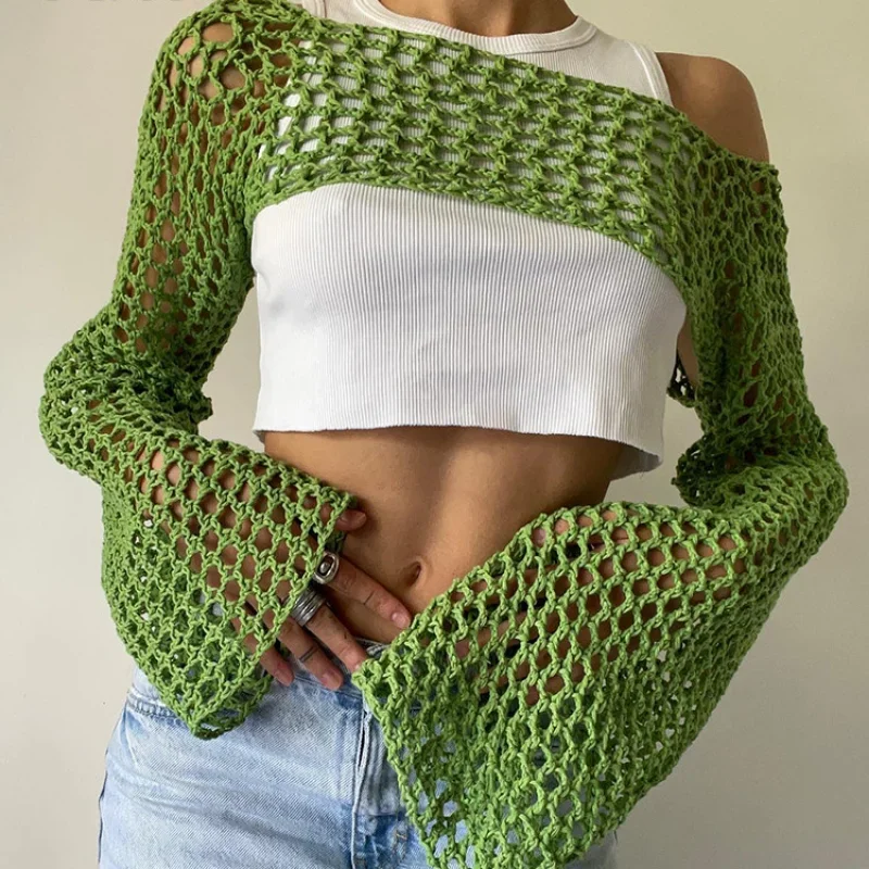 Summer Green Long Sleeve Smock Knitted Crop Top Women Y2k Beach Sexy Backless Hollow Out T Shirts Party Casual Aesthetic Clothes
Summer Green Long Sleeve Smock Knitted Crop Top Women Y2k Beach Sexy Backless Hollow Out T Shirts Party Casual Aesthetic Clothes