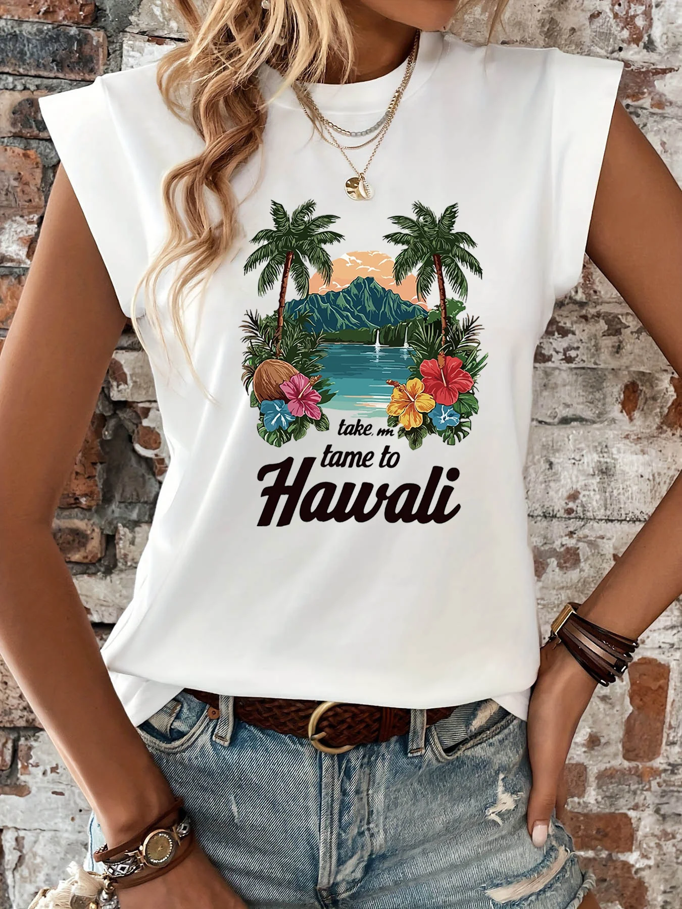 Women's Short Sleeve T-shirt take me to Hawaii Letter Print Crew Neck Casual Daily Top For Summer & Spring
Women's Short Sleeve T-shirt take me to Hawaii Letter Print Crew Neck Casual Daily Top For Summer & Spring