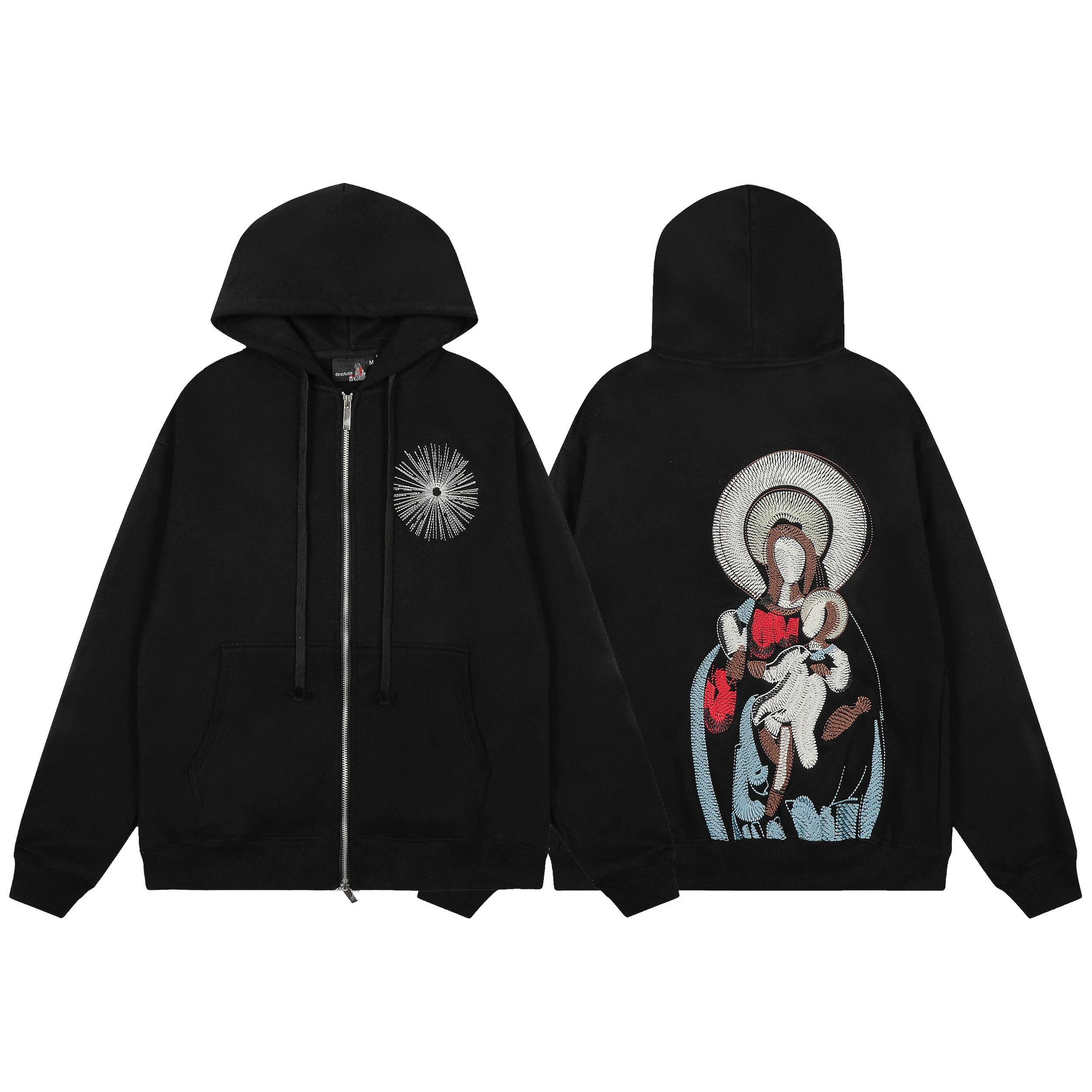 26ss DERSCHUTZE Hoodie, Virgin Mary's Hug Embroidered Hooded Zipper Hoodie Coat, Casual Men's High Quality DERSCHUTZE Top
26ss DERSCHUTZE Hoodie, Virgin Mary's Hug Embroidered Hooded Zipper Hoodie Coat, Casual Men's High Quality DERSCHUTZE Top