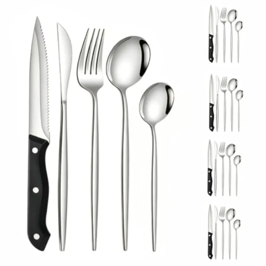 25 Piece Cutlery Set - Stainless Steel Cutlery with Steak Knife for 5 - Cutlery with Knife, Fork
25 Piece Cutlery Set - Stainless Steel Cutlery with Steak Knife for 5 - Cutlery with Knife, Fork
