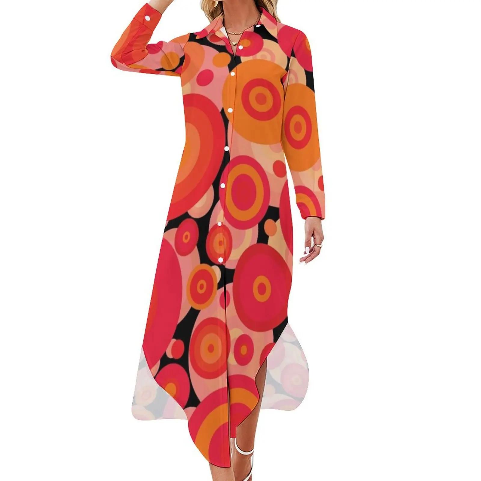 Red Retro Circle Pattern Long Sleeved Shirt Dress evening dresses women woman dress
Red Retro Circle Pattern Long Sleeved Shirt Dress evening dresses women woman dress