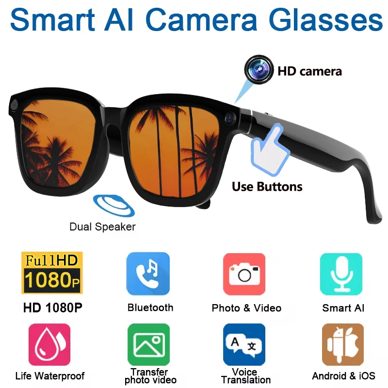 YAOCX AI smart glasses for high-definition photography, video recording, Bluetooth music, phone calls, intelligent translation
YAOCX AI smart glasses for high-definition photography, video recording, Bluetooth music, phone calls, intelligent translation