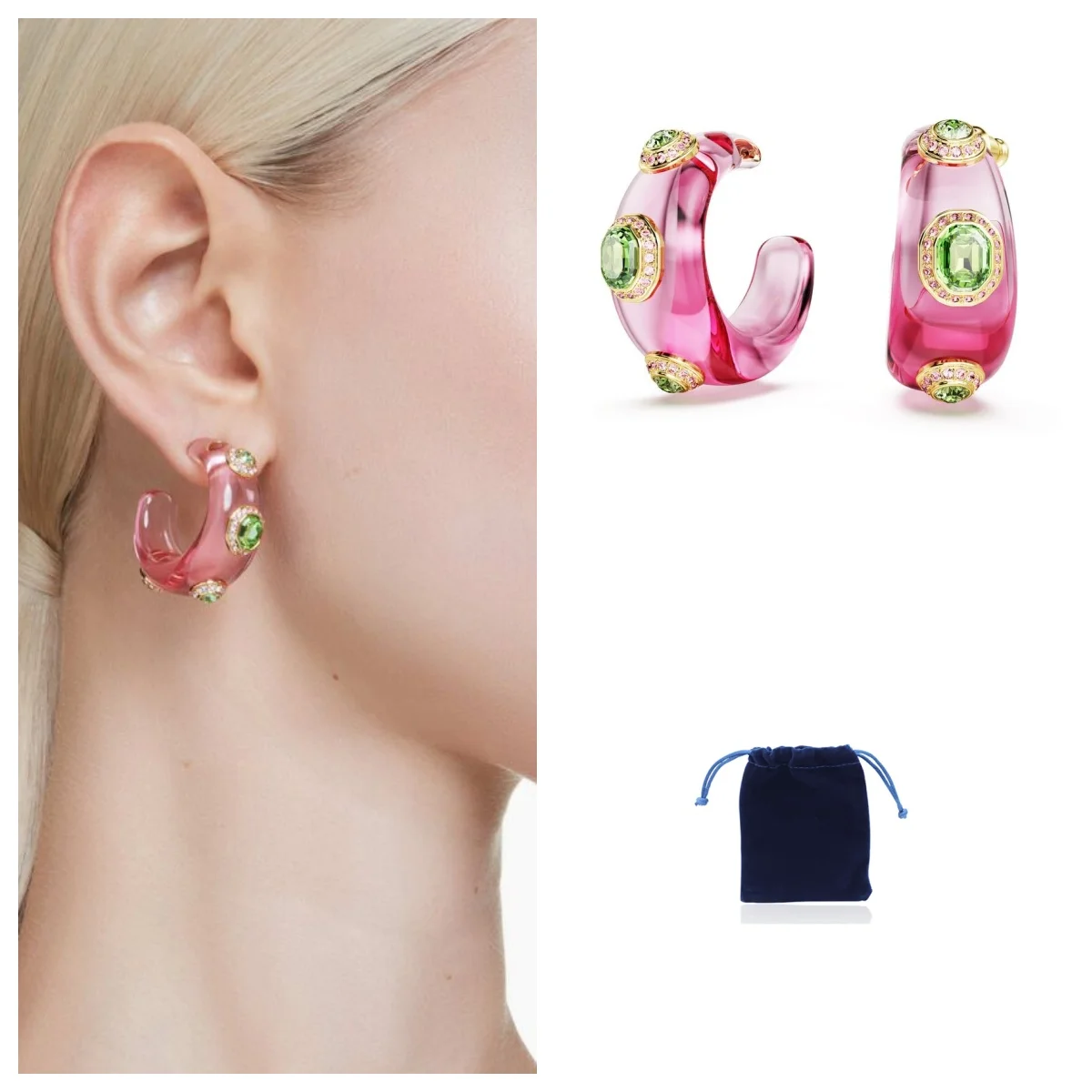 Dulcis hoop earrings Mixed cuts, Multicolored, Gold-tone plated
Dulcis hoop earrings Mixed cuts, Multicolored, Gold-tone plated