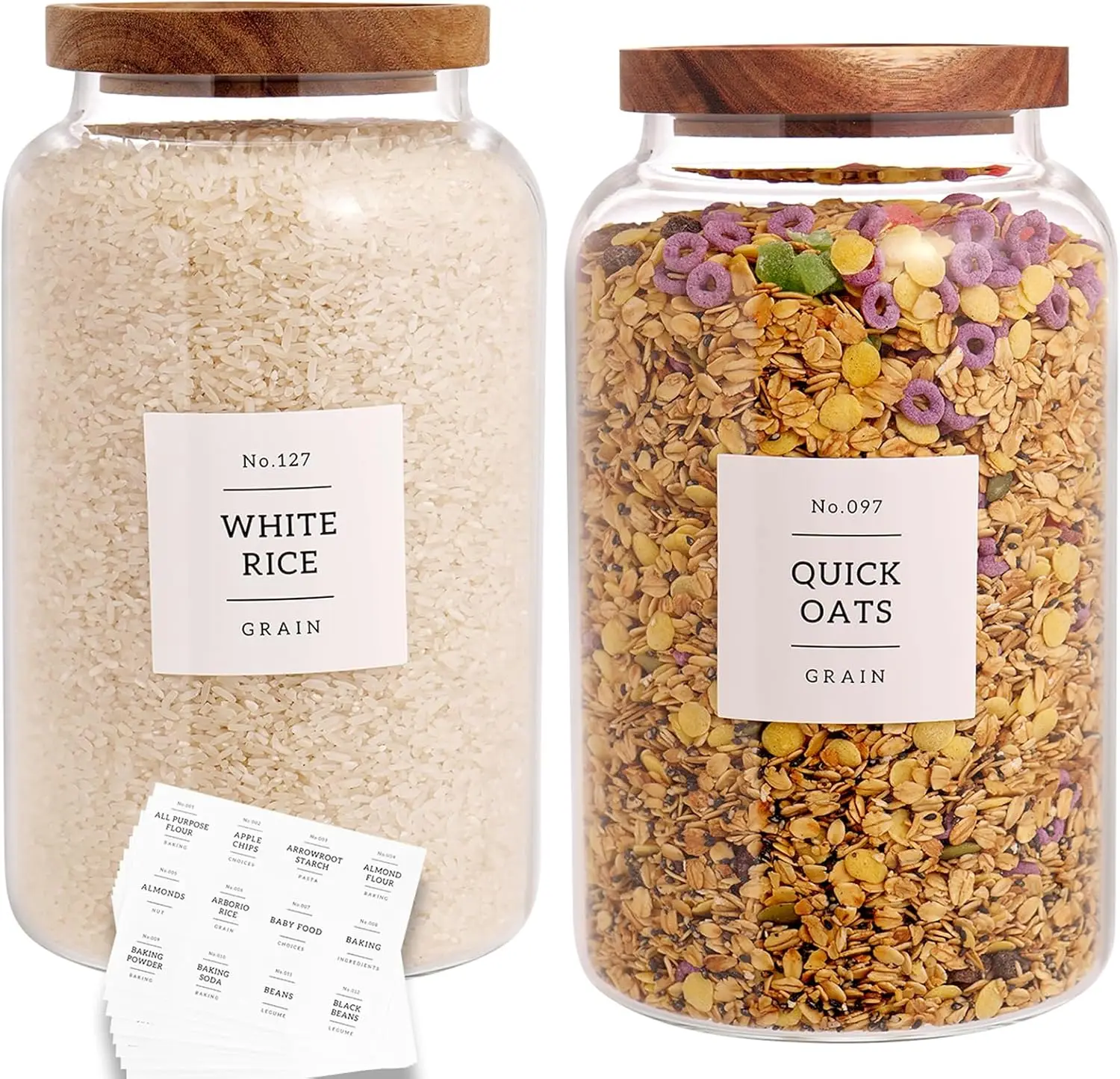 2 Large Glass Jars with Airtight Lids & 132 Pantry Labels - Clear Food Storage for Rice, Flour, Pasta, Sugar (98 Fl Oz/2800 Ml)
2 Large Glass Jars with Airtight Lids & 132 Pantry Labels - Clear Food Storage for Rice, Flour, Pasta, Sugar (98 Fl Oz/2800 Ml)