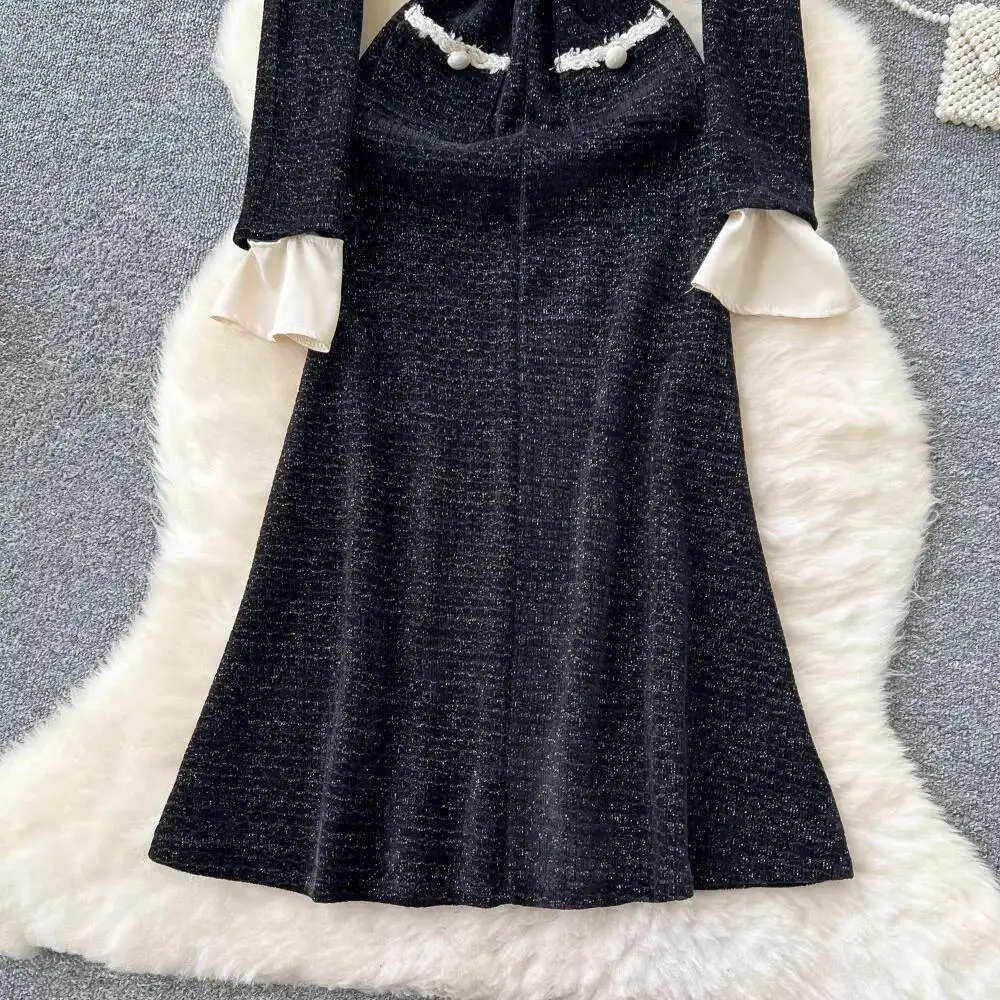 Small Fragrance Ceremonial V Neck Panelled Dress Slim Waist Advanced Tweed Mermaid Robe Korea French Office Lady Vestidos
Small Fragrance Ceremonial V Neck Panelled Dress Slim Waist Advanced Tweed Mermaid Robe Korea French Office Lady Vestidos