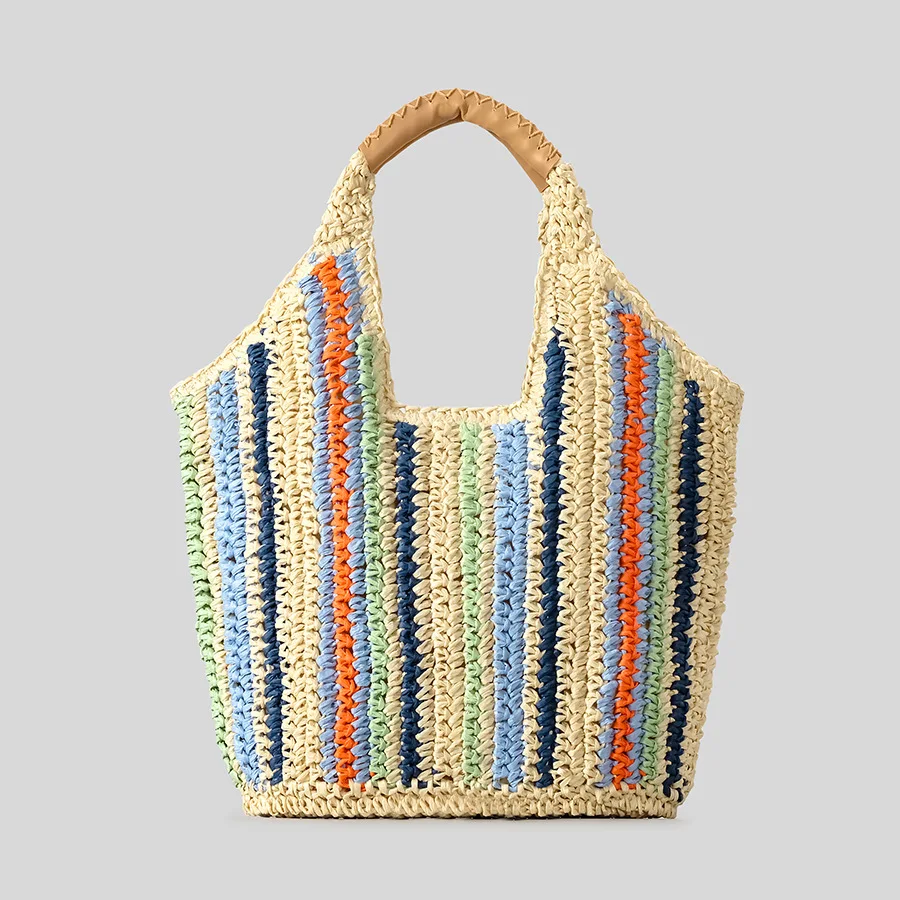 Casual Striped Straw Tote Bag Paper Woven Women Handbags Handmade Summer Beach Bag Large Capacity Bali Shopper Purses 2025
Casual Striped Straw Tote Bag Paper Woven Women Handbags Handmade Summer Beach Bag Large Capacity Bali Shopper Purses 2025