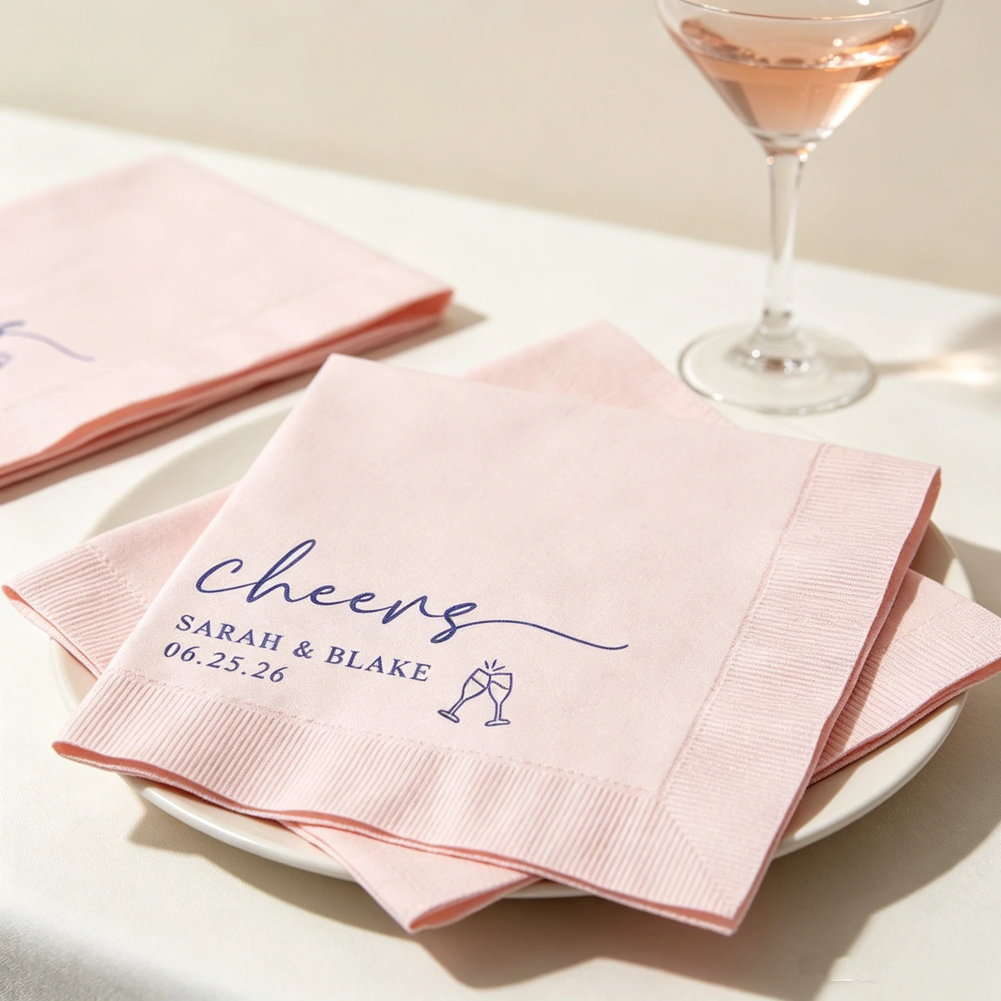50pcs Personalized Minimalist "Cheers" Party Napkins - Custom Names & Date Printed Blue Ink Themed Paper Napkins for Wedding, En
50pcs Personalized Minimalist "Cheers" Party Napkins - Custom Names & Date Printed Blue Ink Themed Paper Napkins for Wedding, En