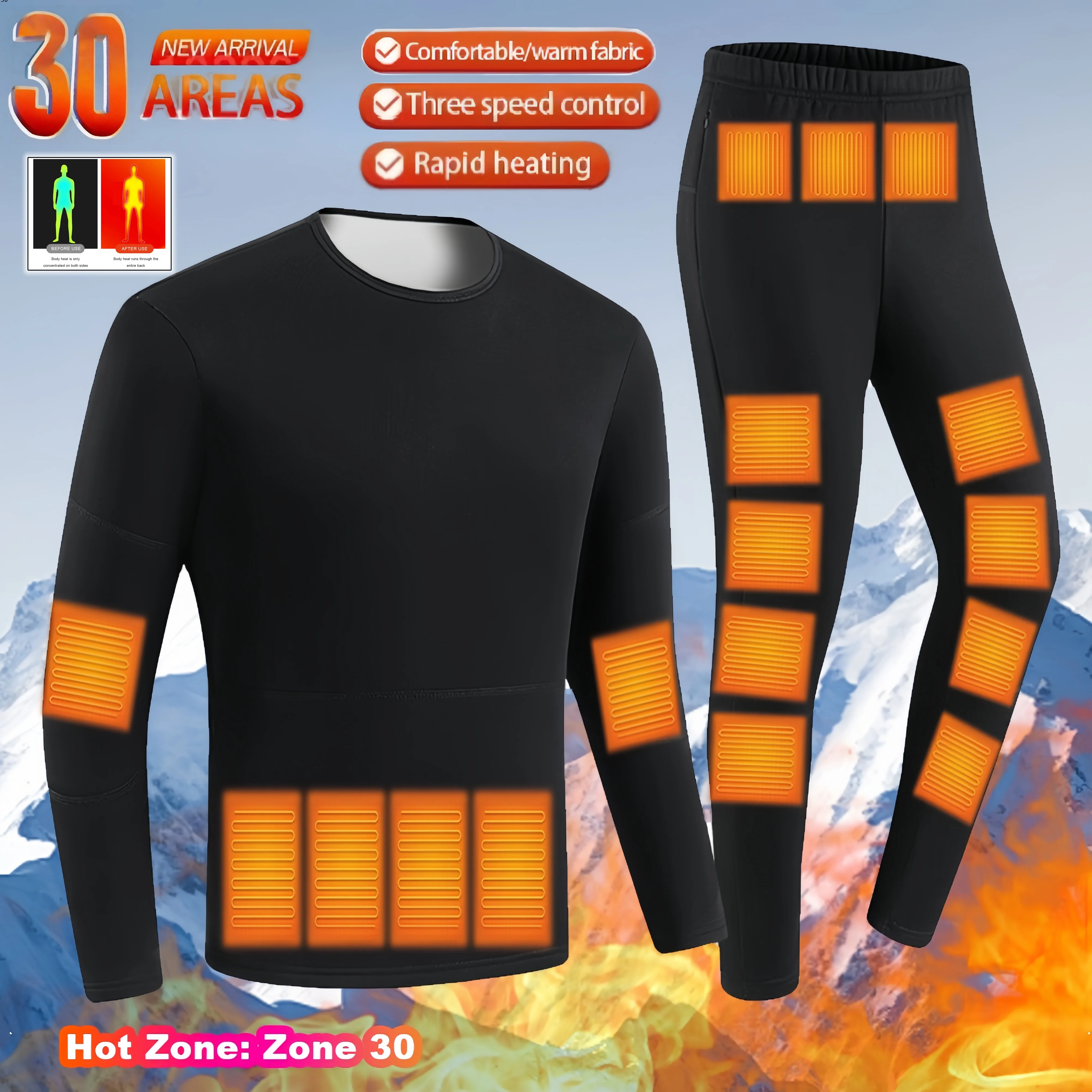 30 Areas Heated Underwear Men Winter USB Electric Heated Thermal Underwear Women's Ski Self Heating Jacket Clothing for Ski
30 Areas Heated Underwear Men Winter USB Electric Heated Thermal Underwear Women's Ski Self Heating Jacket Clothing for Ski