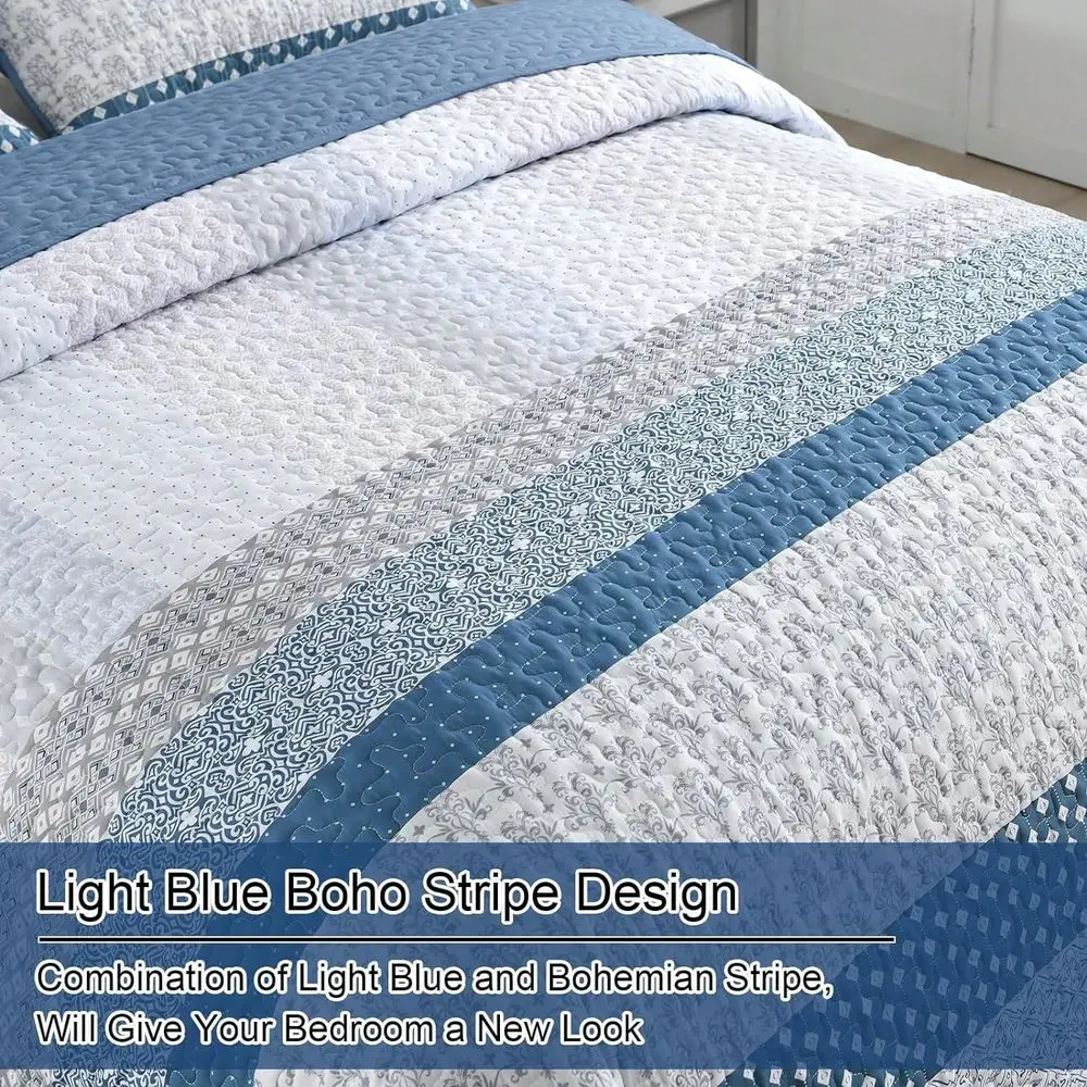 Pieces Blue Bohemian Striped Quilt Set Queen King California King Boho Bedspread Coverlet Set ,Soft Lightweight Microfiber Flor
Pieces Blue Bohemian Striped Quilt Set Queen King California King Boho Bedspread Coverlet Set ,Soft Lightweight Microfiber Flor