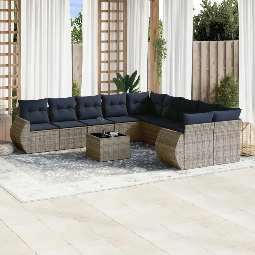11 Piece Gray Poly Rattan Outdoor Patio Sofa Set with Cushions Stylish Garden Furniture
11 Piece Gray Poly Rattan Outdoor Patio Sofa Set with Cushions Stylish Garden Furniture