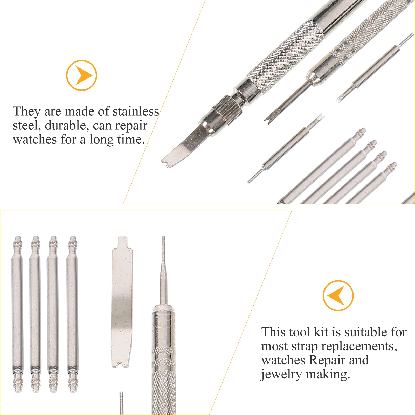 Stainless Steel Watch B Repair Kit Spring Bars Link Pin Tool Complete Set For Strap Replacement Watch Supplies
Stainless Steel Watch B Repair Kit Spring Bars Link Pin Tool Complete Set For Strap Replacement Watch Supplies