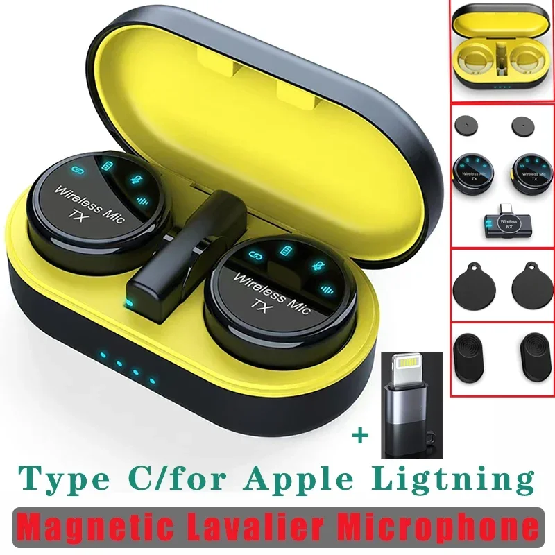 for Apple Ligtning Type C Wireless Lavalier Microphone+Box - Mic 2.4G,Noise Reduction,Magnetic Button for Android IOS Phone Live
for Apple Ligtning Type C Wireless Lavalier Microphone+Box - Mic 2.4G,Noise Reduction,Magnetic Button for Android IOS Phone Live
