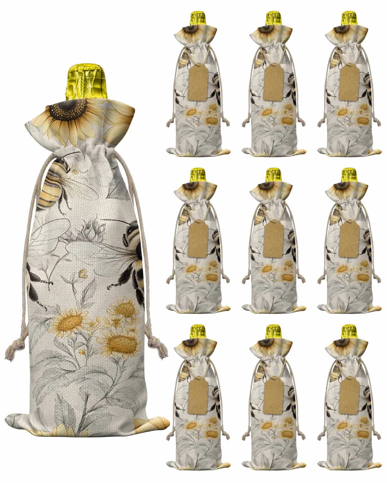 10pcs Wine Bottle Covers Sunflower Bee Farm Wine Holder Carrier Packaging Bag Wedding Party Decor Gift 
10pcs Wine Bottle Covers Sunflower Bee Farm Wine Holder Carrier Packaging Bag Wedding Party Decor Gift