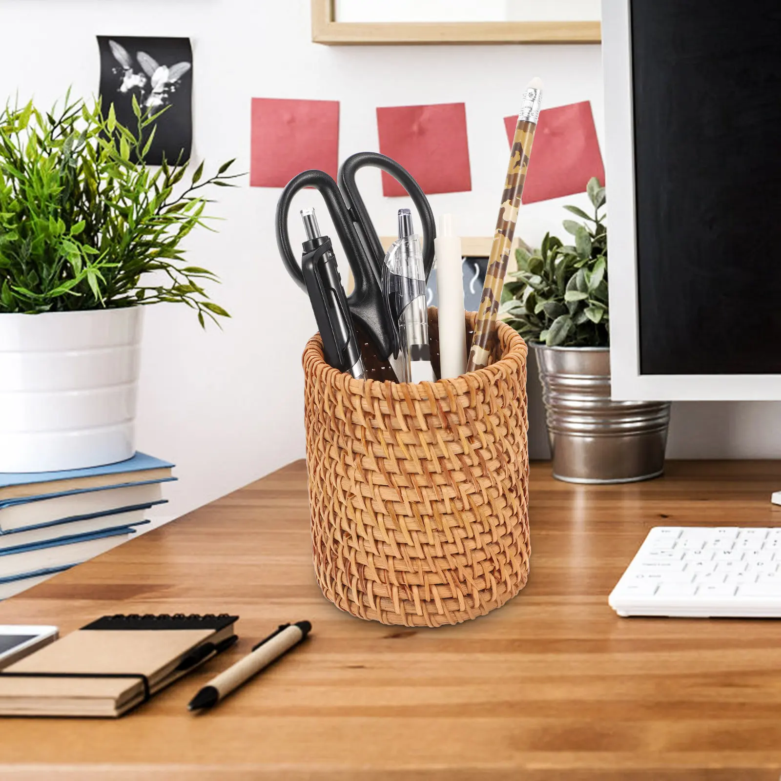 Rattan Pencil Holder Desktop Pen Holder Pastoral Style Natural Woven Stationery Organizer Decorative Office Makeup Brush Storage
Rattan Pencil Holder Desktop Pen Holder Pastoral Style Natural Woven Stationery Organizer Decorative Office Makeup Brush Storage
