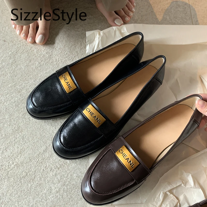 Stylish Genuine Leather Slip-on Loafers in Solid Color with Metallic Embellishments, Comfortable Low Heel.
Stylish Genuine Leather Slip-on Loafers in Solid Color with Metallic Embellishments, Comfortable Low Heel.