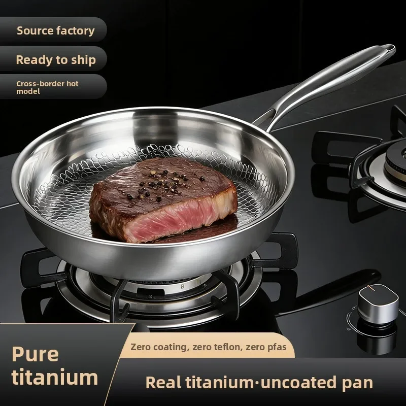 Pure Titanium Frying Pan 26 28cm Uncoated Pattern Non Stick Household Steak Pan Fast Heat Conduction Durable Universal For Gas I
Pure Titanium Frying Pan 26 28cm Uncoated Pattern Non Stick Household Steak Pan Fast Heat Conduction Durable Universal For Gas I