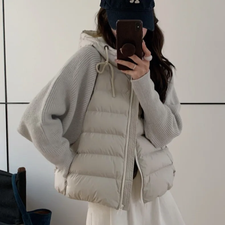 Women's Winter Jaet 2025 New Korean Sle Light Thin Patchwork down Knitted Sweater ort Top Fake Two-Piece Outerwear
Women's Winter Jaet 2025 New Korean Sle Light Thin Patchwork down Knitted Sweater ort Top Fake Two-Piece Outerwear