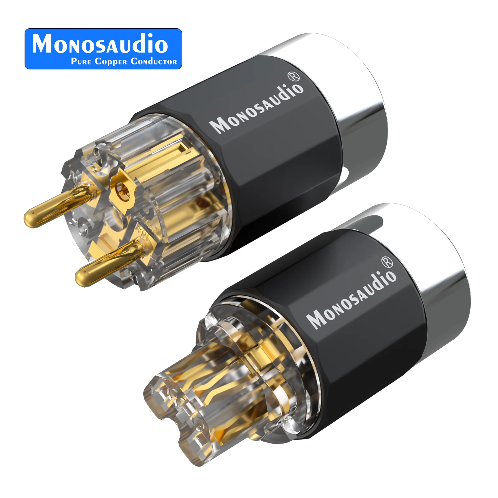 Monosaudio E109/F109 Pure Copper EU plug Gold/Rhodium Plated Schuko Power Plug European Male Connector+IEC Female Connector Plug
Monosaudio E109/F109 Pure Copper EU plug Gold/Rhodium Plated Schuko Power Plug European Male Connector+IEC Female Connector Plug