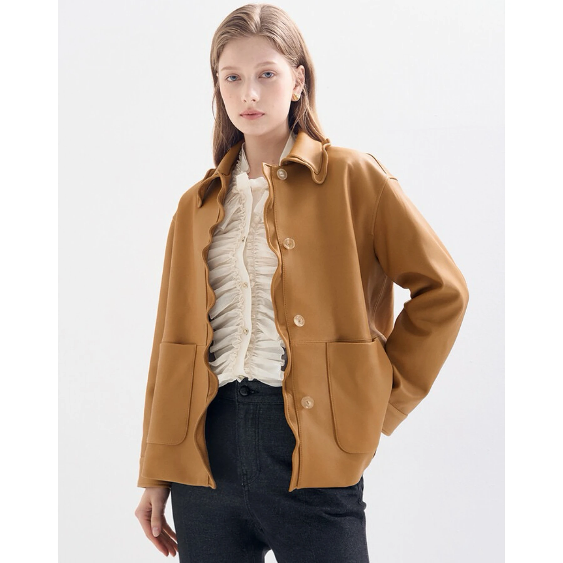 Slimming Pleated Collar Lace Trimmed Jaet Outerwear Versatile Commute Sle Lemon CheeseLAN25 Autumn Faion Ladies Coat
Slimming Pleated Collar Lace Trimmed Jaet Outerwear Versatile Commute Sle Lemon CheeseLAN25 Autumn Faion Ladies Coat