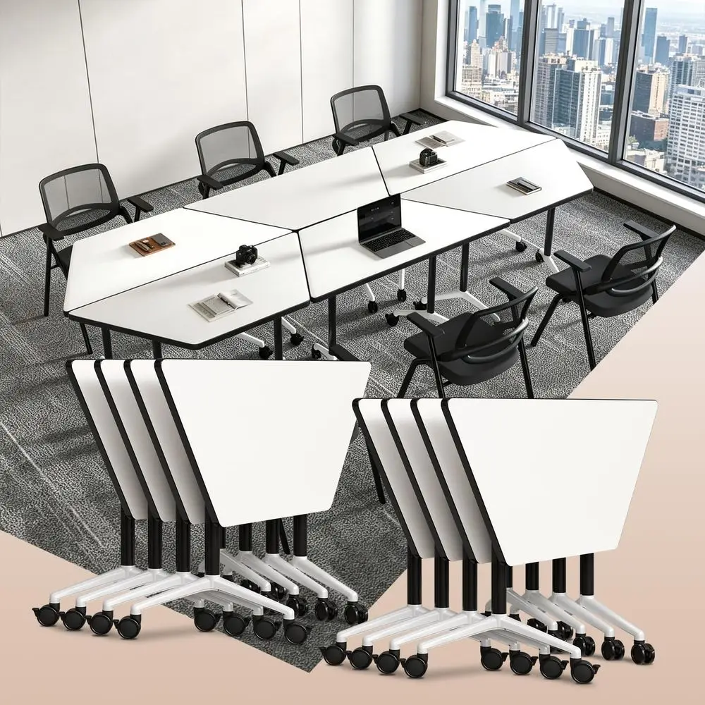 47.2in Folding Mobile Training Tables with Wheels, Portable Nesting Conference Room Furniture for Office, Classroom
47.2in Folding Mobile Training Tables with Wheels, Portable Nesting Conference Room Furniture for Office, Classroom