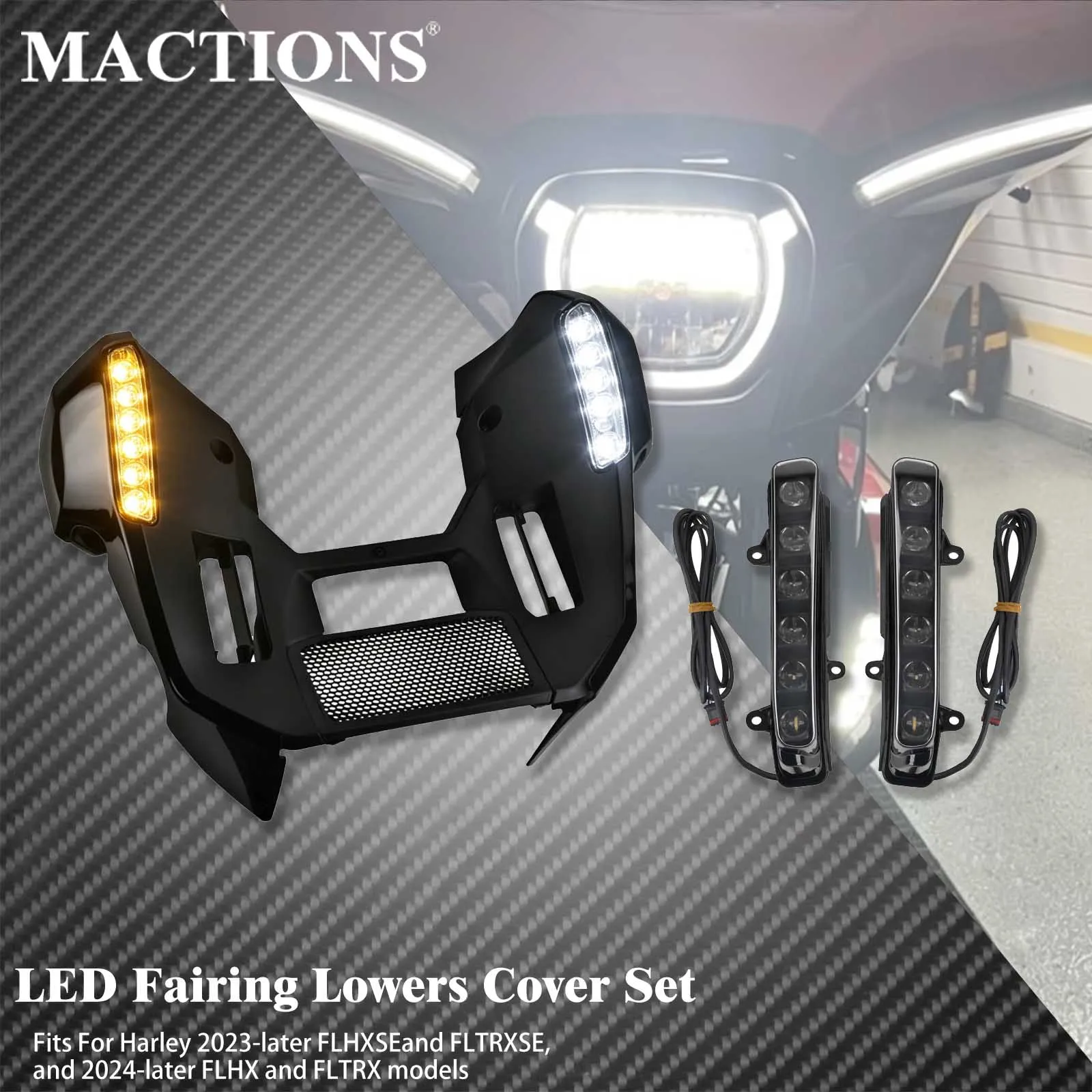 Motorcycle LED Fairing Lowers Cover Set Turn Signal Daytime Lights Running Lamp For Harley Touring Street Road Glide 24-26 FLHXU
Motorcycle LED Fairing Lowers Cover Set Turn Signal Daytime Lights Running Lamp For Harley Touring Street Road Glide 24-26 FLHXU