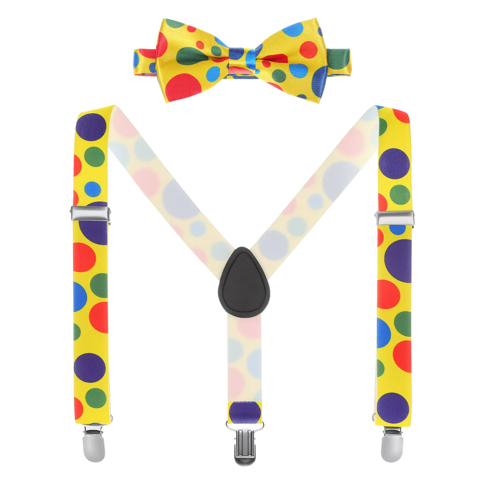 1Set Kids Bow Tie Accessories Rainbow Polka Dot Suspender Clown Costume Toddler Elastic Y-Back Metal Clips for Halloween Party
1Set Kids Bow Tie Accessories Rainbow Polka Dot Suspender Clown Costume Toddler Elastic Y-Back Metal Clips for Halloween Party