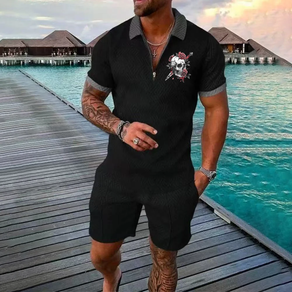 Summer 3D Skull Printed Men's Sets Fashion Zip Polo Short Sleeve Top +Shorts Outfit Summer Street Trend Oversized Men Clothing
Summer 3D Skull Printed Men's Sets Fashion Zip Polo Short Sleeve Top +Shorts Outfit Summer Street Trend Oversized Men Clothing
