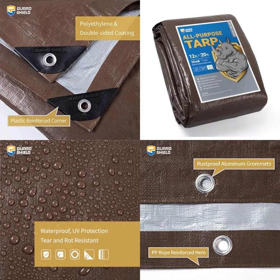 Tarps Heavy Duty Waterproof 12x20 Feet Poly Tarp Cover Outdoor Thick UV Resistant Tarpaulin with Grommets 10mil
Tarps Heavy Duty Waterproof 12x20 Feet Poly Tarp Cover Outdoor Thick UV Resistant Tarpaulin with Grommets 10mil