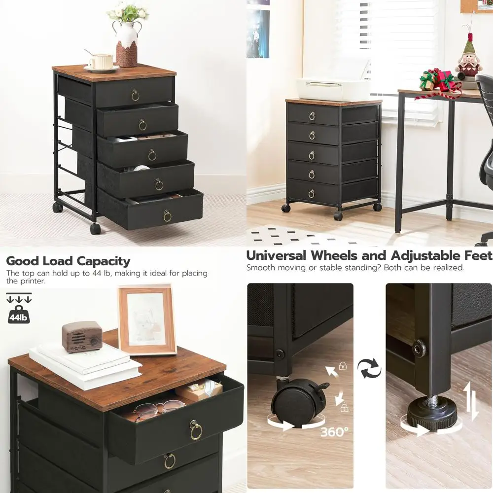 5-Drawer Chest with Desk, Office Cabinet, Rolling Printer Stand, Living Room, Home Office, Nonwoven Desk, Easy Assembly, Black
5-Drawer Chest with Desk, Office Cabinet, Rolling Printer Stand, Living Room, Home Office, Nonwoven Desk, Easy Assembly, Black