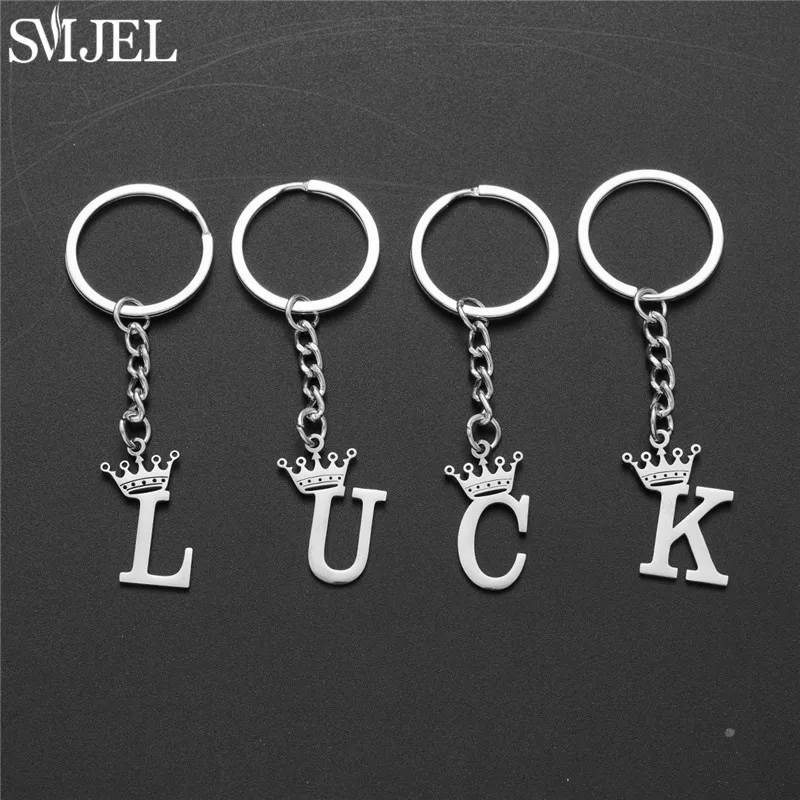 Simple Stainless Steel Crown 26 Letters Key Chain for Women Personality Metal Initial Alphabet Keyring Car Handbag Pendant Gifts
Simple Stainless Steel Crown 26 Letters Key Chain for Women Personality Metal Initial Alphabet Keyring Car Handbag Pendant Gifts