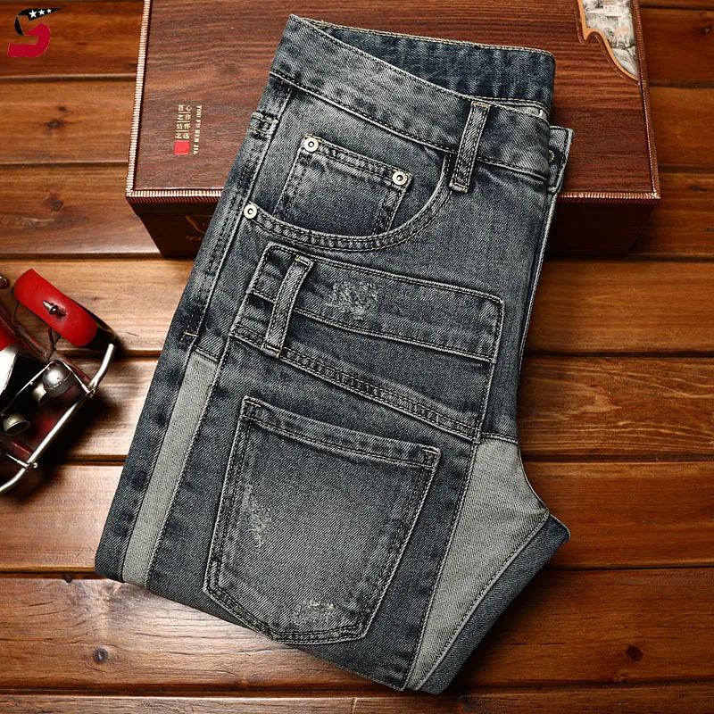 High-end trendy jeans men's Korean-style slim fit skinny pants casual all-match stretch contrast color fashion trousers
High-end trendy jeans men's Korean-style slim fit skinny pants casual all-match stretch contrast color fashion trousers