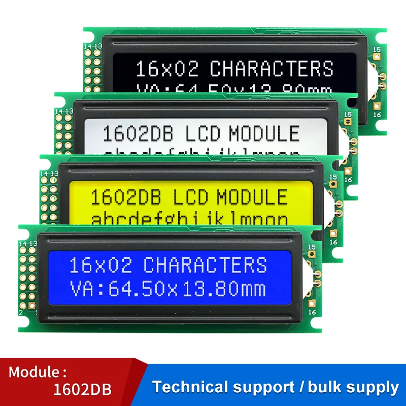 ЖК-модуль 1602DB, ЖК-экран 16x2 символов, контроллер 5 В/3,3 В, микросхема AIP31066, черный/синий/желтый зеленый экран
ЖК-модуль 1602DB, ЖК-экран 16x2 символов, контроллер 5 В/3,3 В, микросхема AIP31066, черный/синий/желтый зеленый экран