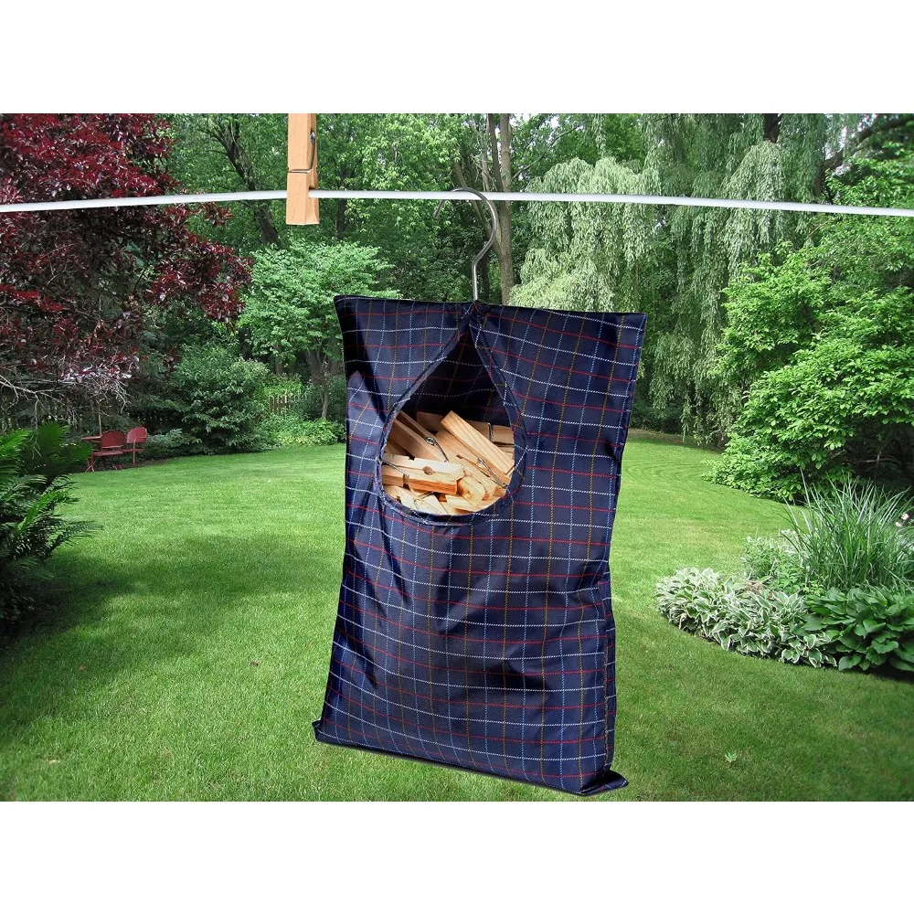 Large Capacity Waterproof Clothespin Bag with Hook, 11x15 Holds 100 Pins, Easy Slide on Clothesline and Extra Wide Opening for Laundry Drying Accessories
Large Capacity Waterproof Clothespin Bag with Hook, 11x15 Holds 100 Pins, Easy Slide on Clothesline and Extra Wide Opening for Laundry Drying Accessories
