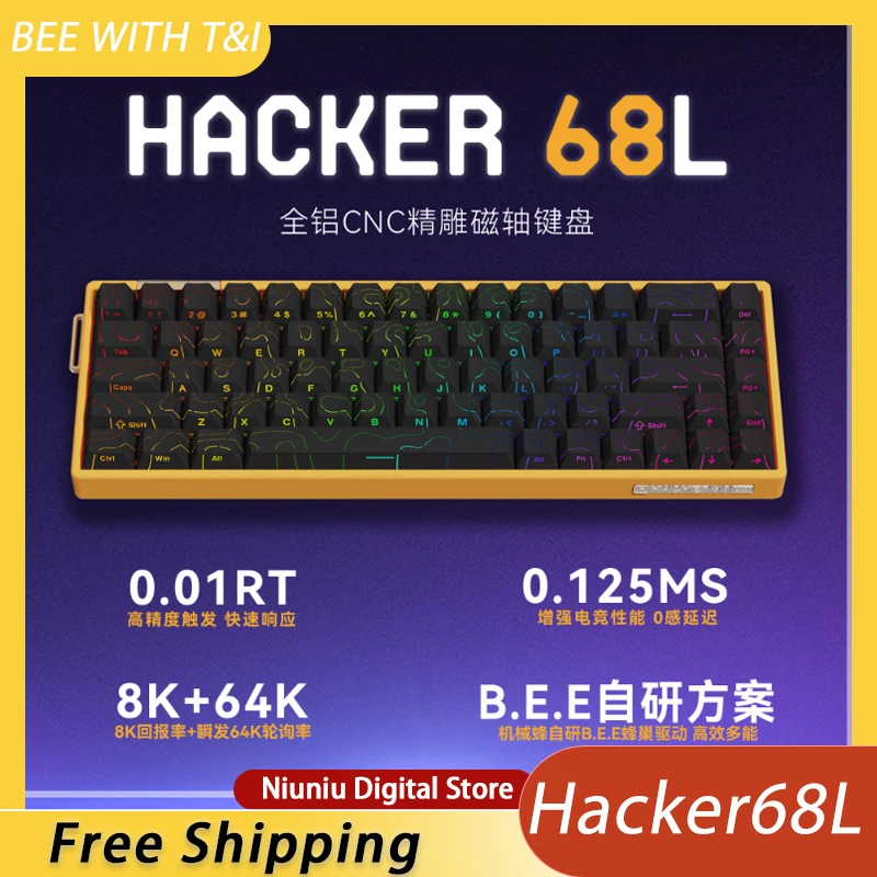 BEE WITH T&I Hacker68L Aluminum Alloy Material Wired Mechanical Keyboard 0.01RT Accuracy 0.125MS Delay 8K Return Rate Keyboard
BEE WITH T&I Hacker68L Aluminum Alloy Material Wired Mechanical Keyboard 0.01RT Accuracy 0.125MS Delay 8K Return Rate Keyboard