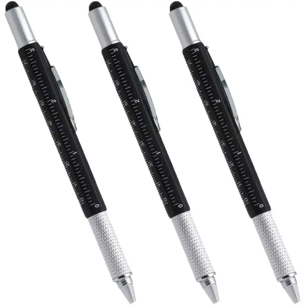 6-in-1 Multi-Function Tool Pen with Bin, Ruler, Screwdriver, Touchscreen Stylus (3-Pack, Black)
6-in-1 Multi-Function Tool Pen with Bin, Ruler, Screwdriver, Touchscreen Stylus (3-Pack, Black)