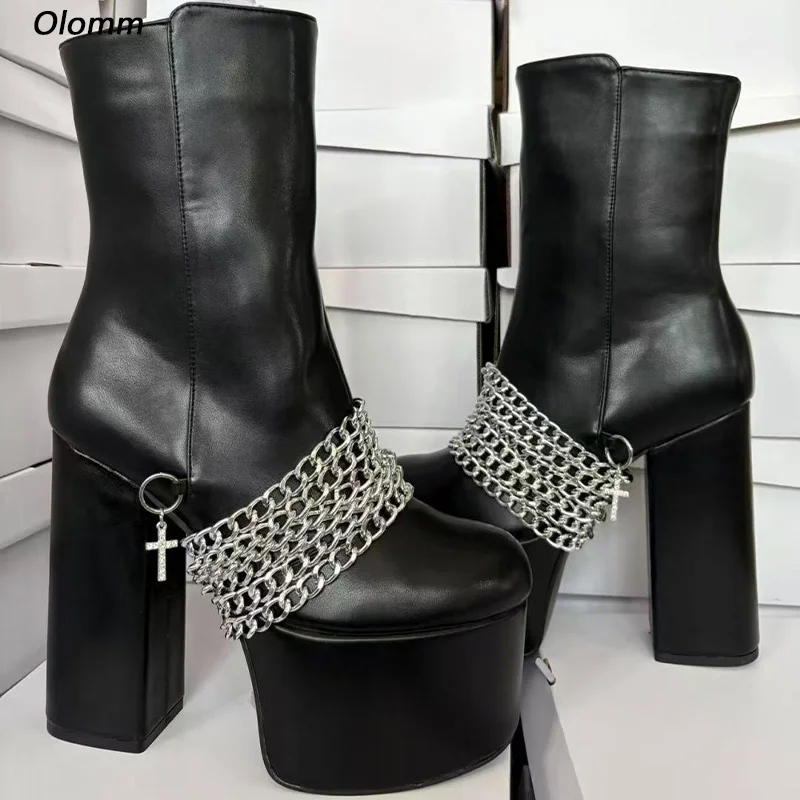 Olomm Женские зимние ботильоны на платформе Сексуальная цепочка на массивном каблуке с круглым носком Удивительные красные, розовые, желтые модельные туфли размера плюс США 5-15
Olomm Женские зимние ботильоны на платформе Сексуальная цепочка на массивном каблуке с круглым носком Удивительные красные, розовые, желтые модельные туфли размера плюс США 5-15