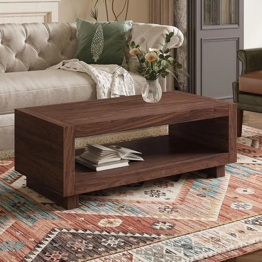 Rustic Brown 47.2 2-Tier Wooden Coffee Table with Storage for Living Room
Rustic Brown 47.2 2-Tier Wooden Coffee Table with Storage for Living Room