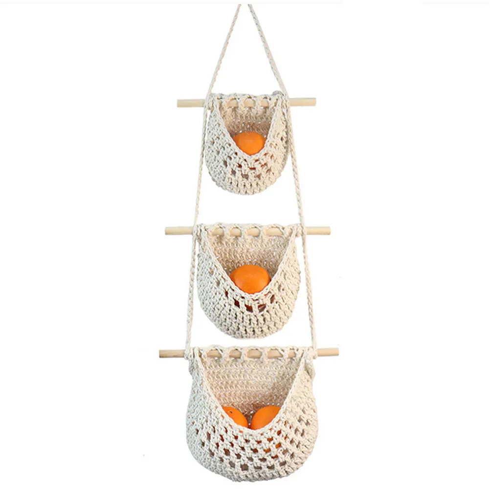 Fruit Vegetable Basket 3 tier Cotton Rope Fruit Hanging Baskets For Kitchen Kitchen Storage White Large Capacity Ventilation
Fruit Vegetable Basket 3 tier Cotton Rope Fruit Hanging Baskets For Kitchen Kitchen Storage White Large Capacity Ventilation
