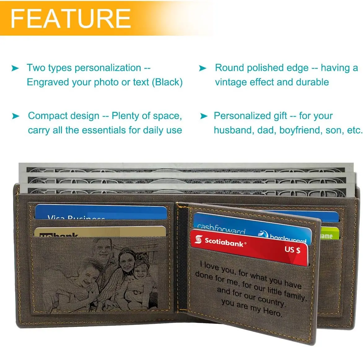 Custom Two Photo Wallet, Personalized Photo Wallet, Custom Engraved Wallets Men Personalized Gifts for Him Husband Boyfriends
Custom Two Photo Wallet, Personalized Photo Wallet, Custom Engraved Wallets Men Personalized Gifts for Him Husband Boyfriends