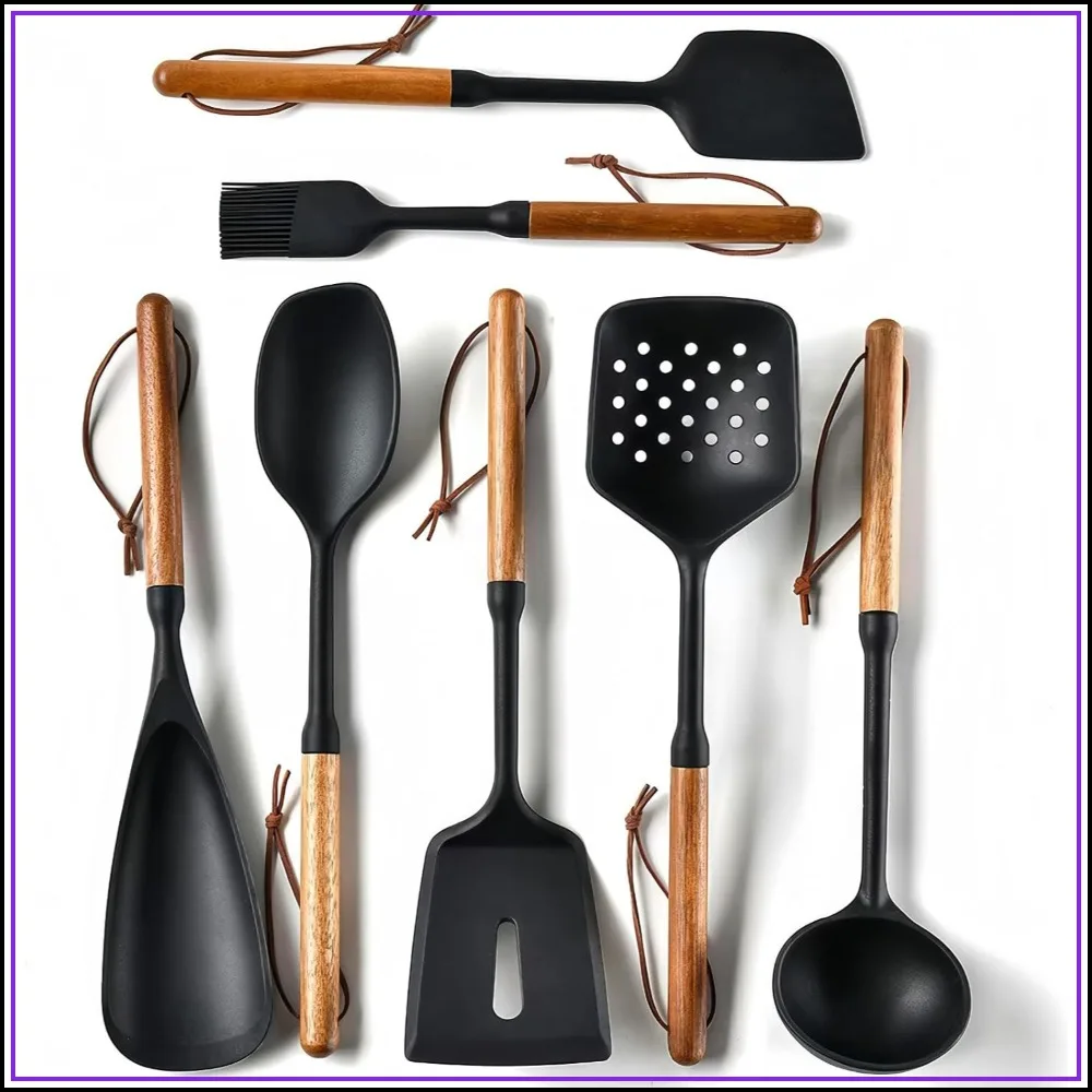 Silicone Cooking Utensils Set - Non-Toxic, Heat-Resistant Kitchen Tools with Wood Handles, Spatula & Spoon for Non-Stick Cookware
Silicone Cooking Utensils Set - Non-Toxic, Heat-Resistant Kitchen Tools with Wood Handles, Spatula & Spoon for Non-Stick Cookware