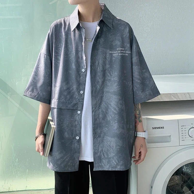 Men's Shirt Tie-dye Short-sleeved Turndown Collar Single-breasted Summer Large Size Top Half Sleeves Buttons Handsome Shirts
Men's Shirt Tie-dye Short-sleeved Turndown Collar Single-breasted Summer Large Size Top Half Sleeves Buttons Handsome Shirts